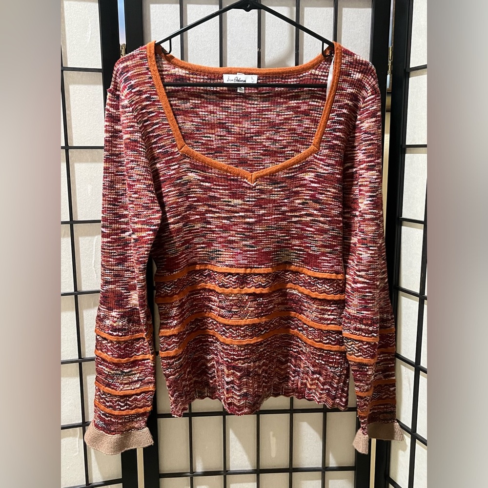 Sam Edelman CATHY SUNDRIED TOMATO Sweater in Rust, Pink & Cream  WOMEN SIZE XL